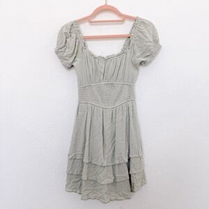 Hollister Womens Dress Size XS Sage Green Cottage Fairy Milkmaid Prairie Shabby